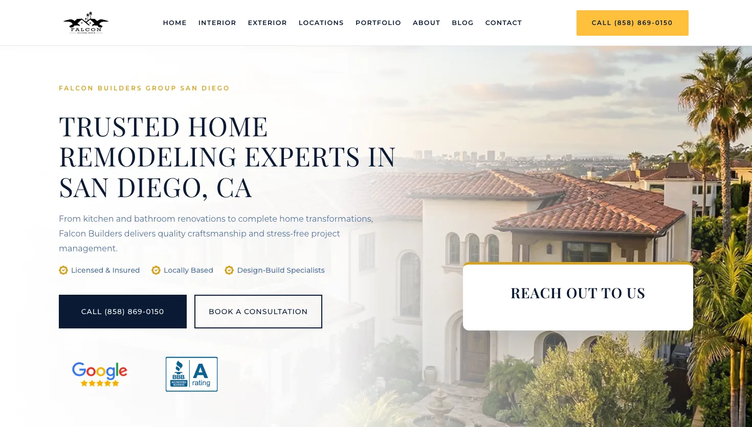 Falcon Builders Group website screenshot