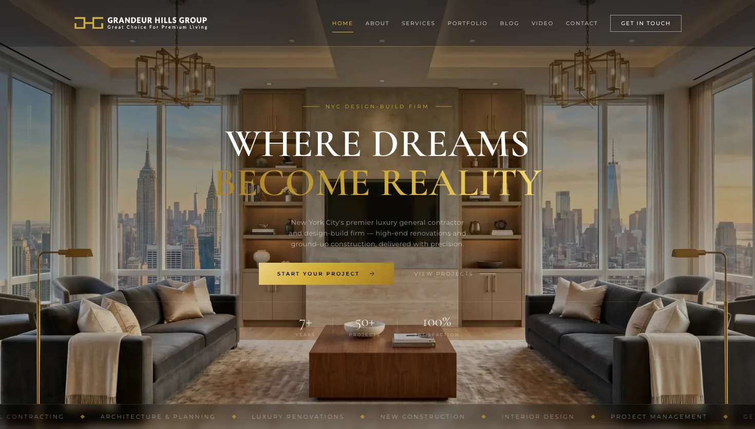 Grandeur Hills Group | General Contractor NYC website screenshot