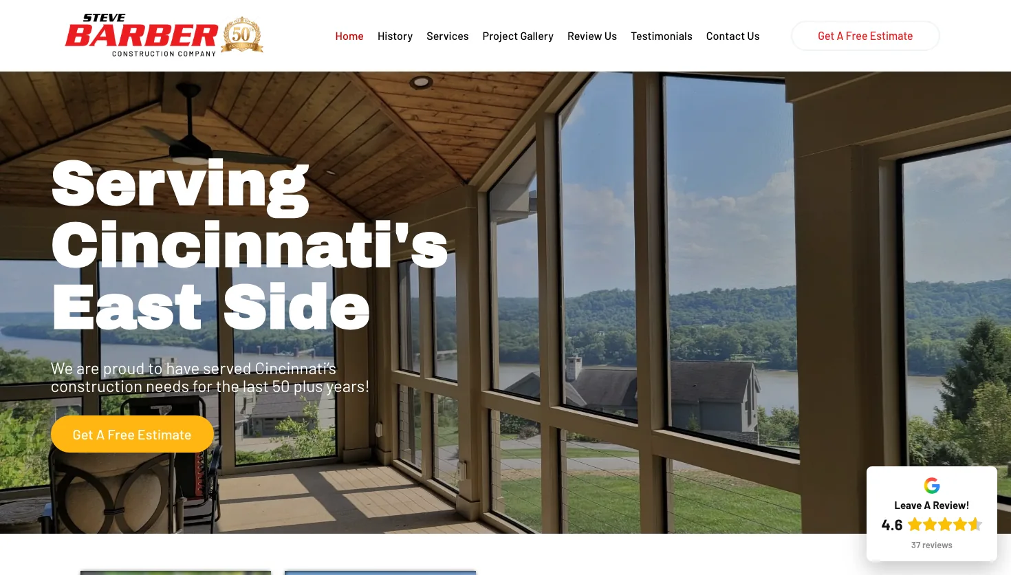 Steve Barber Construction website screenshot