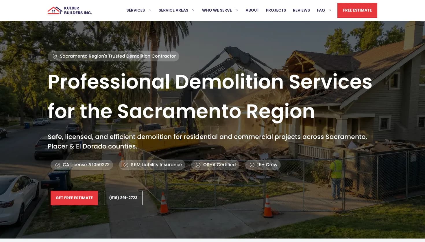 Kulber Builders Inc website screenshot