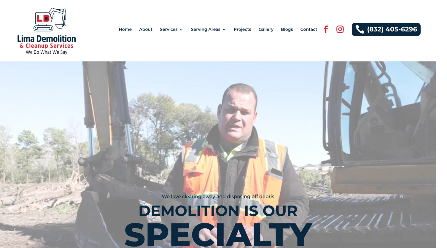 Lima Demolition & Cleanup Services website screenshot
