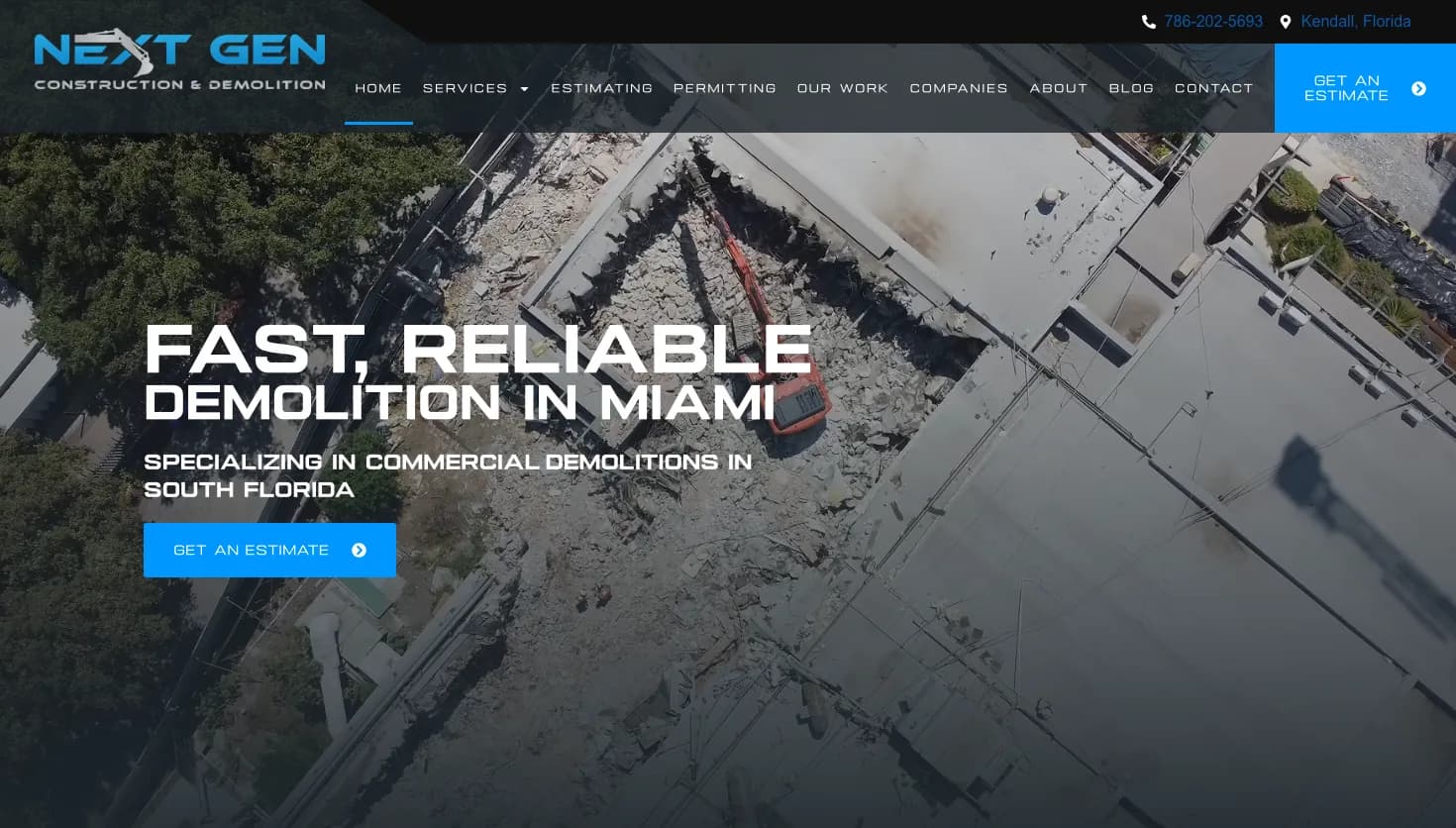 Next Gen Construction & Demolition website screenshot