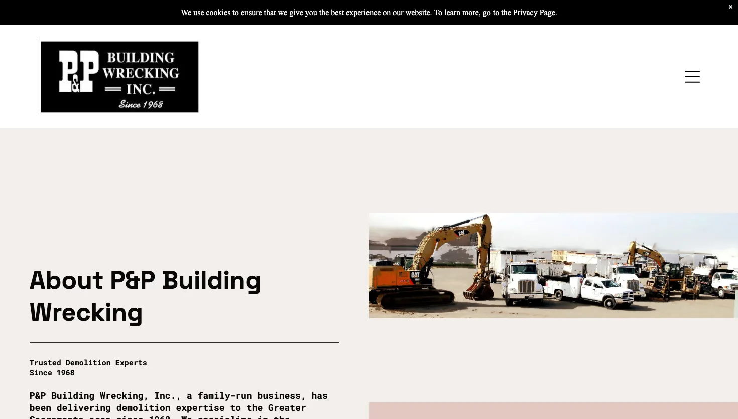 P & P Building Wrecking Inc. website screenshot