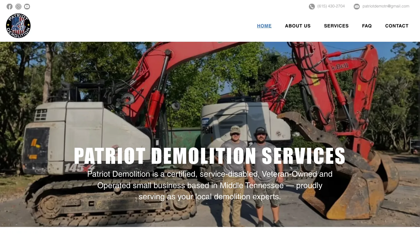 Patriot Demolition Services LLC website screenshot