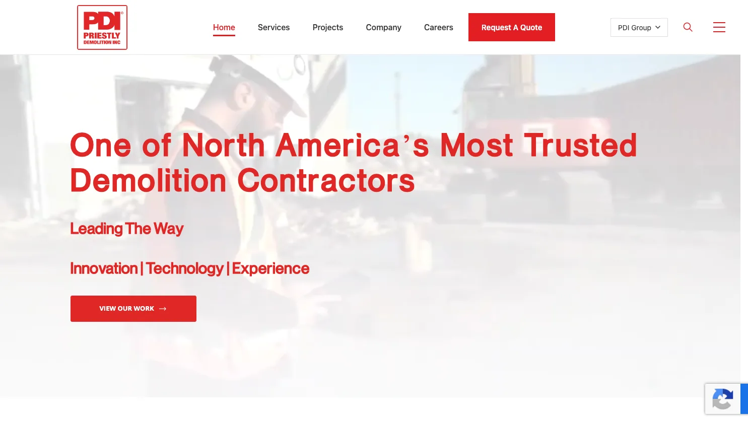 Priestly Demolition Inc. website screenshot