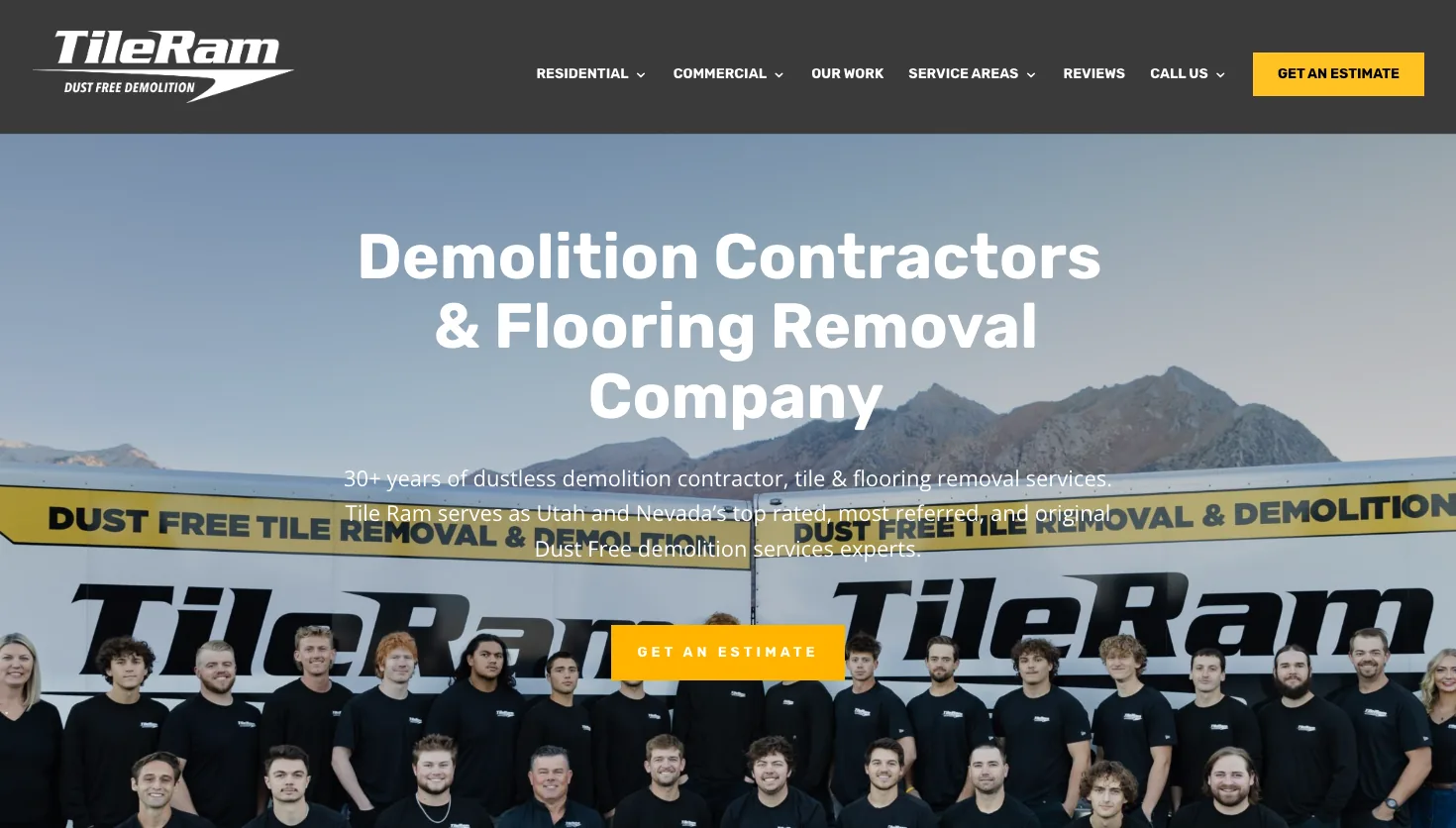 Tile Ram Demolition website screenshot