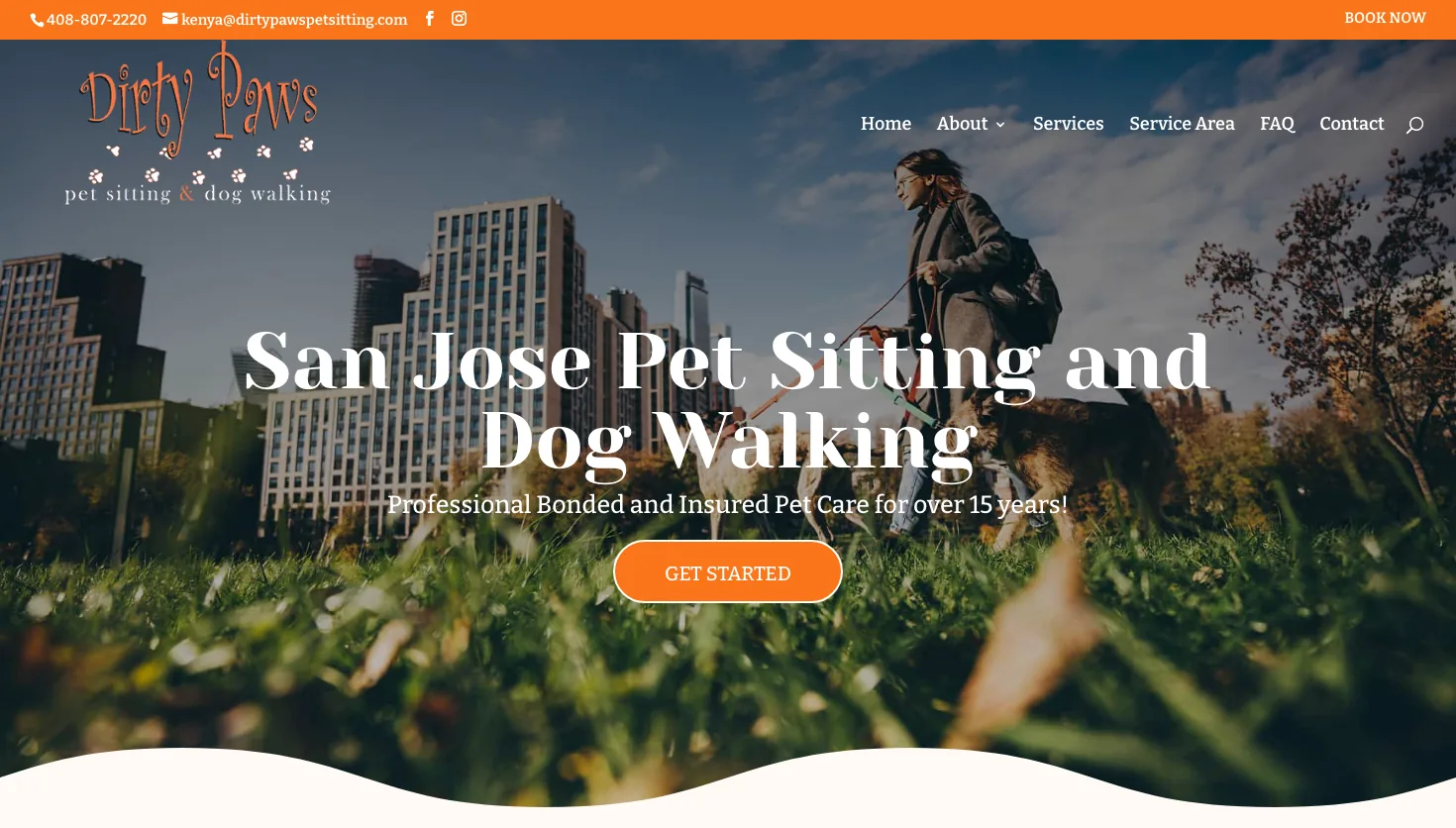 Dirty Paws Pet Sitting & Dog Walking LLC website screenshot
