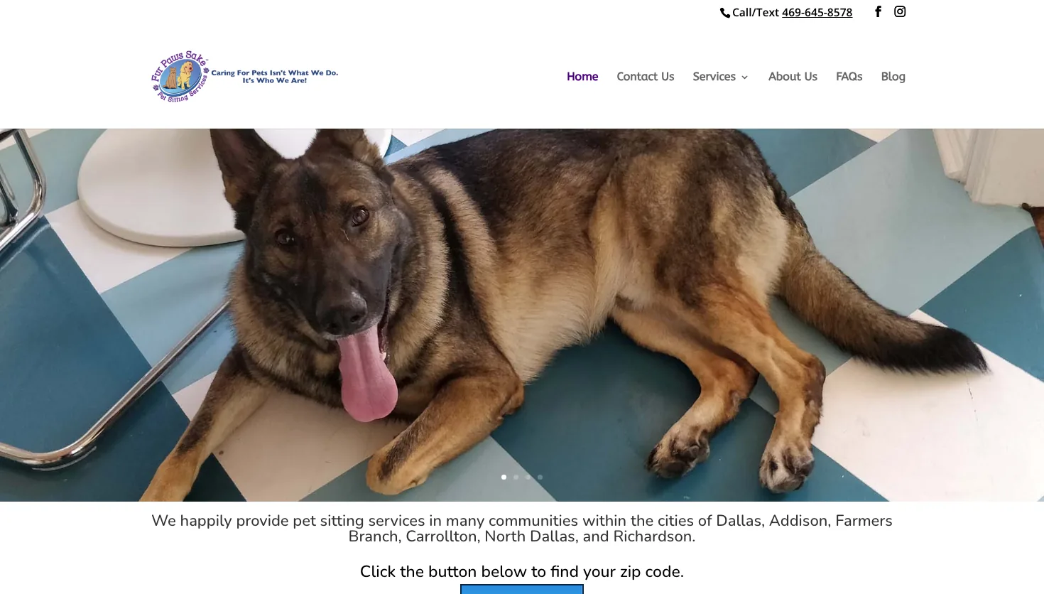 Fur Paws Sake Pet Sitting and Dog Walking LLC website screenshot
