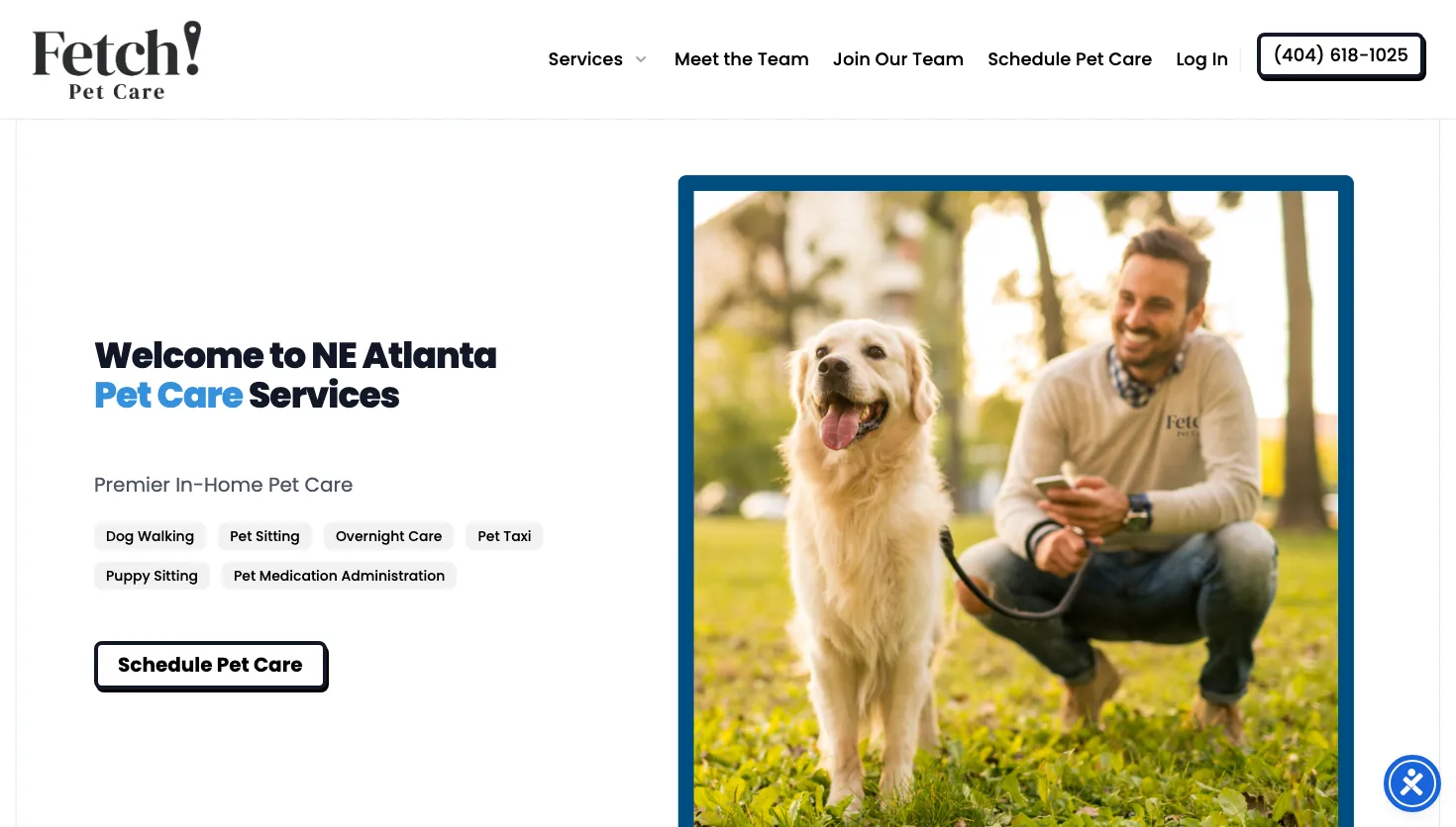 Fetch Pet Care, Atlanta website screenshot