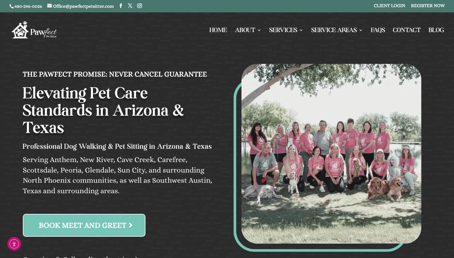 Pawfect Pet Sitter website screenshot