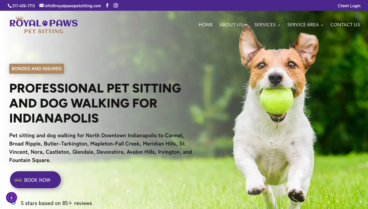 Royal Paws Pet Sitting LLC website screenshot
