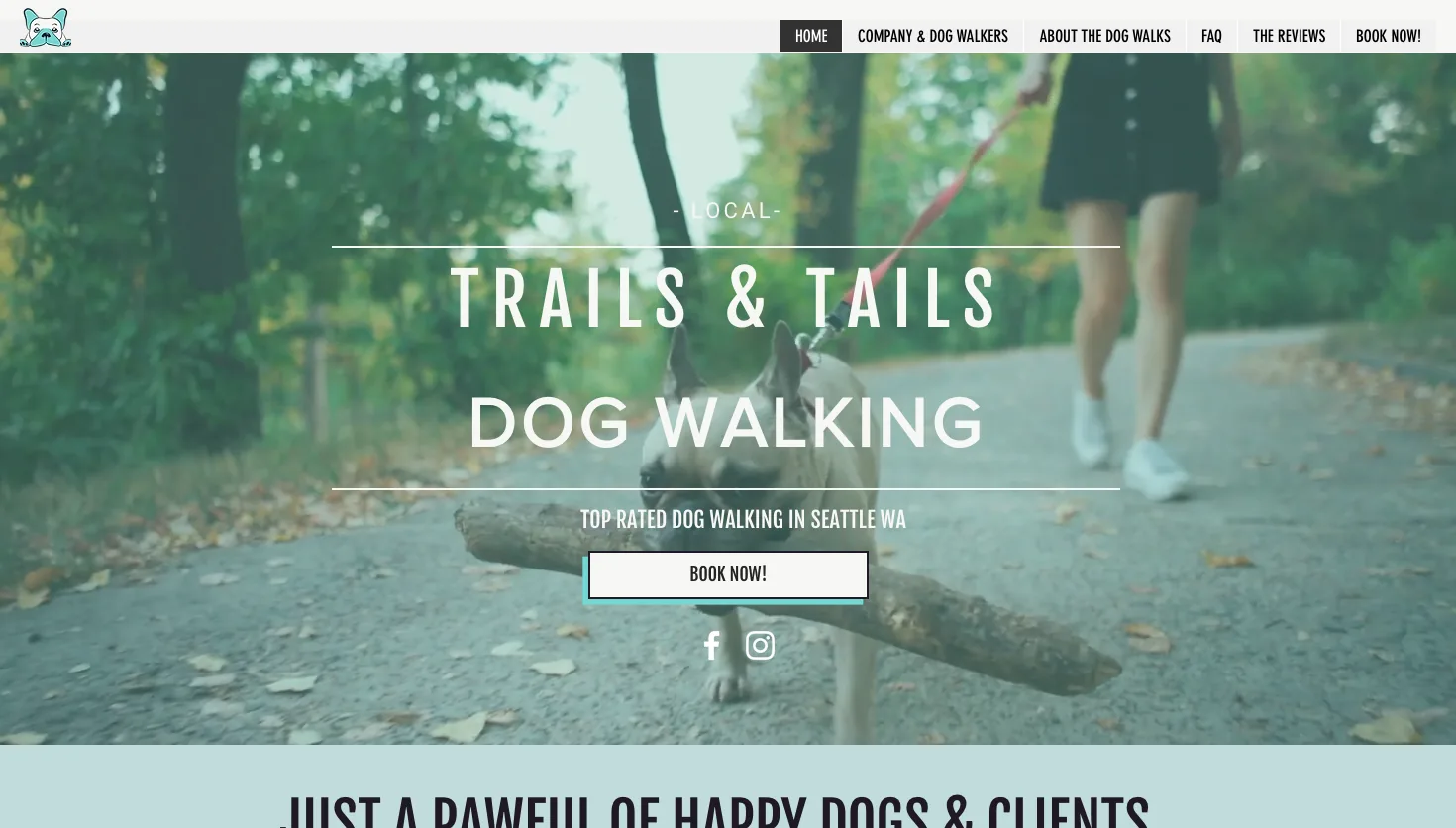 Trails And Tails Dog Walking website screenshot