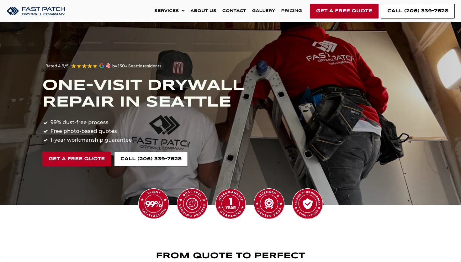 Fast Patch Drywall Company Seattle website screenshot