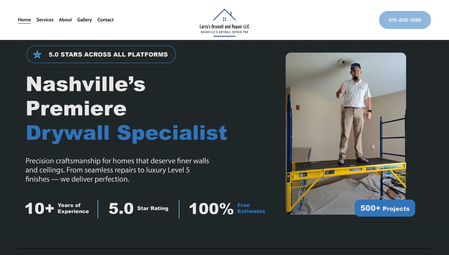 Larry’s Drywall and Repair website screenshot