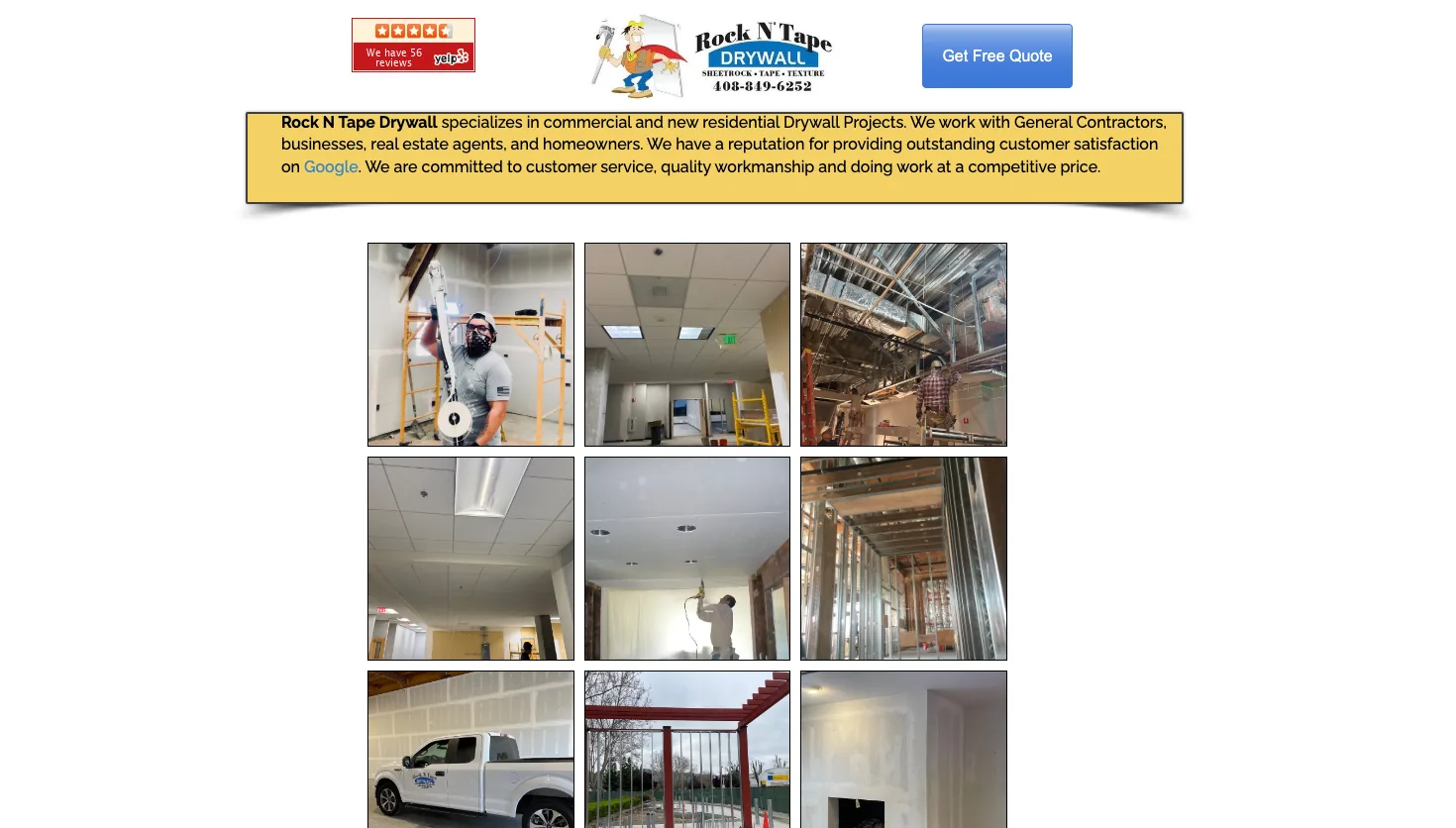 Rock N Tape Drywall website screenshot