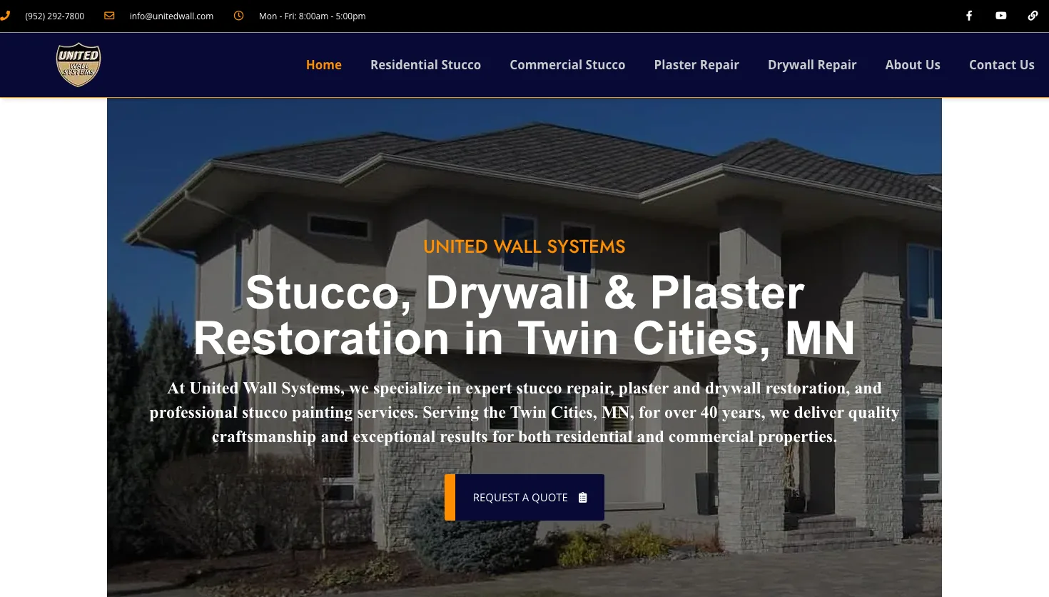 United Wall Systems Inc website screenshot