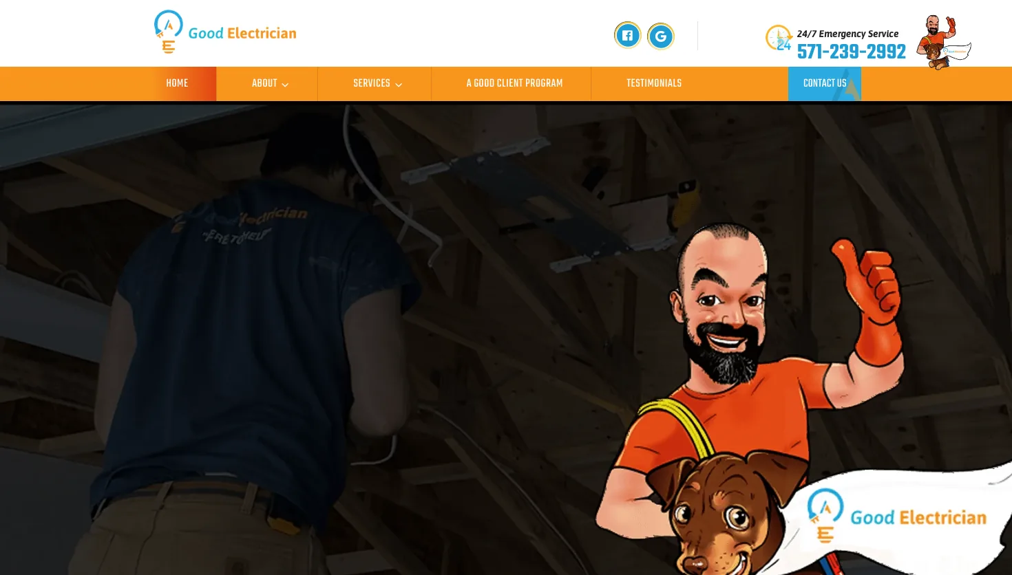 A Good Electrician website screenshot