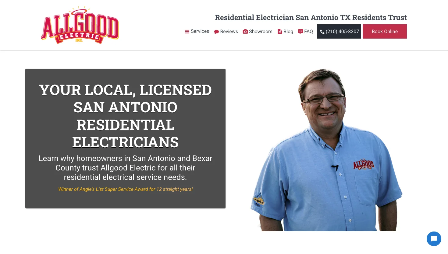Allgood Electric website screenshot