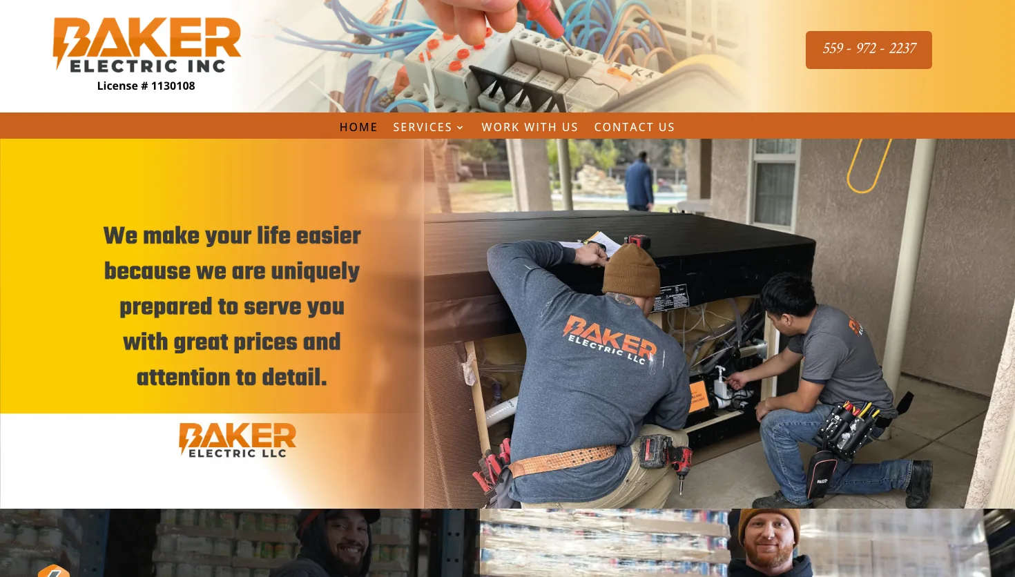 Baker Electric Inc. website screenshot