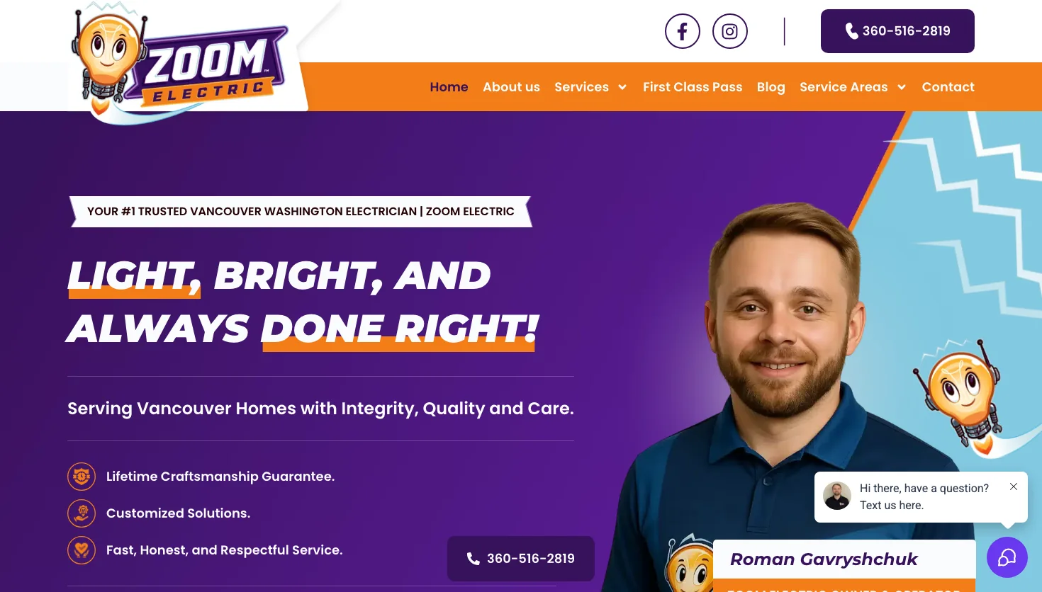 Zoom Electric website screenshot