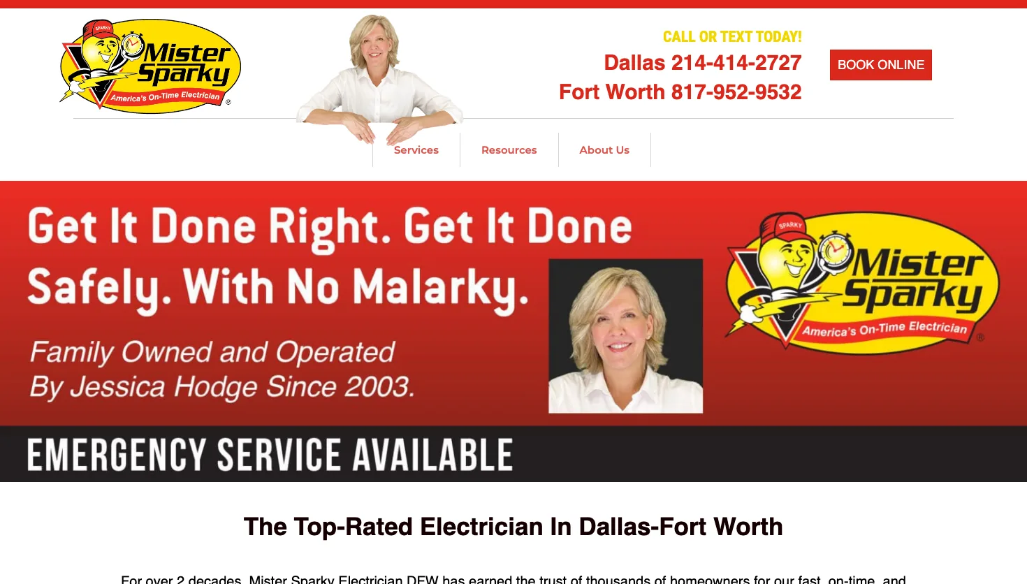 Mister Sparky Electric - Fort Worth website screenshot