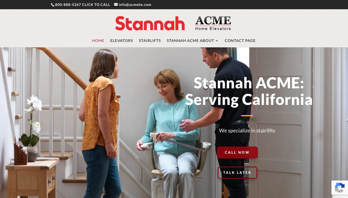 Acme Home Elevator website screenshot