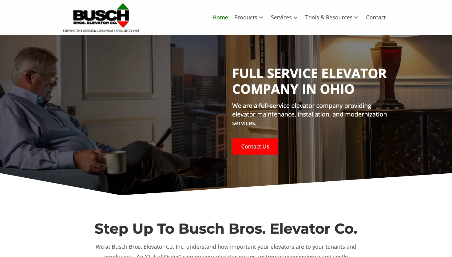 Busch Brothers Elevator Co., Inc. website screenshot
