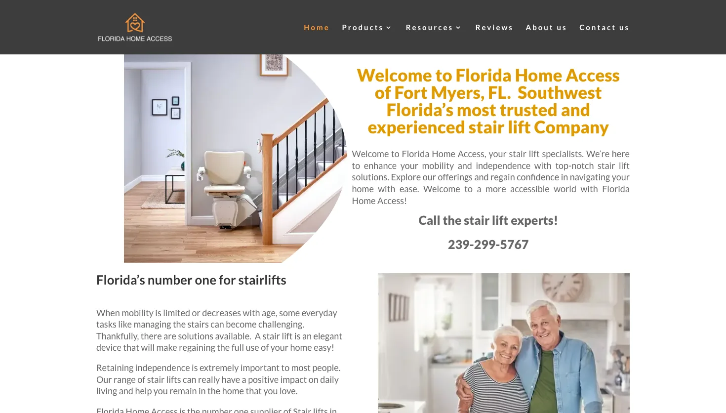 Florida Home Access. The stair lift experts website screenshot