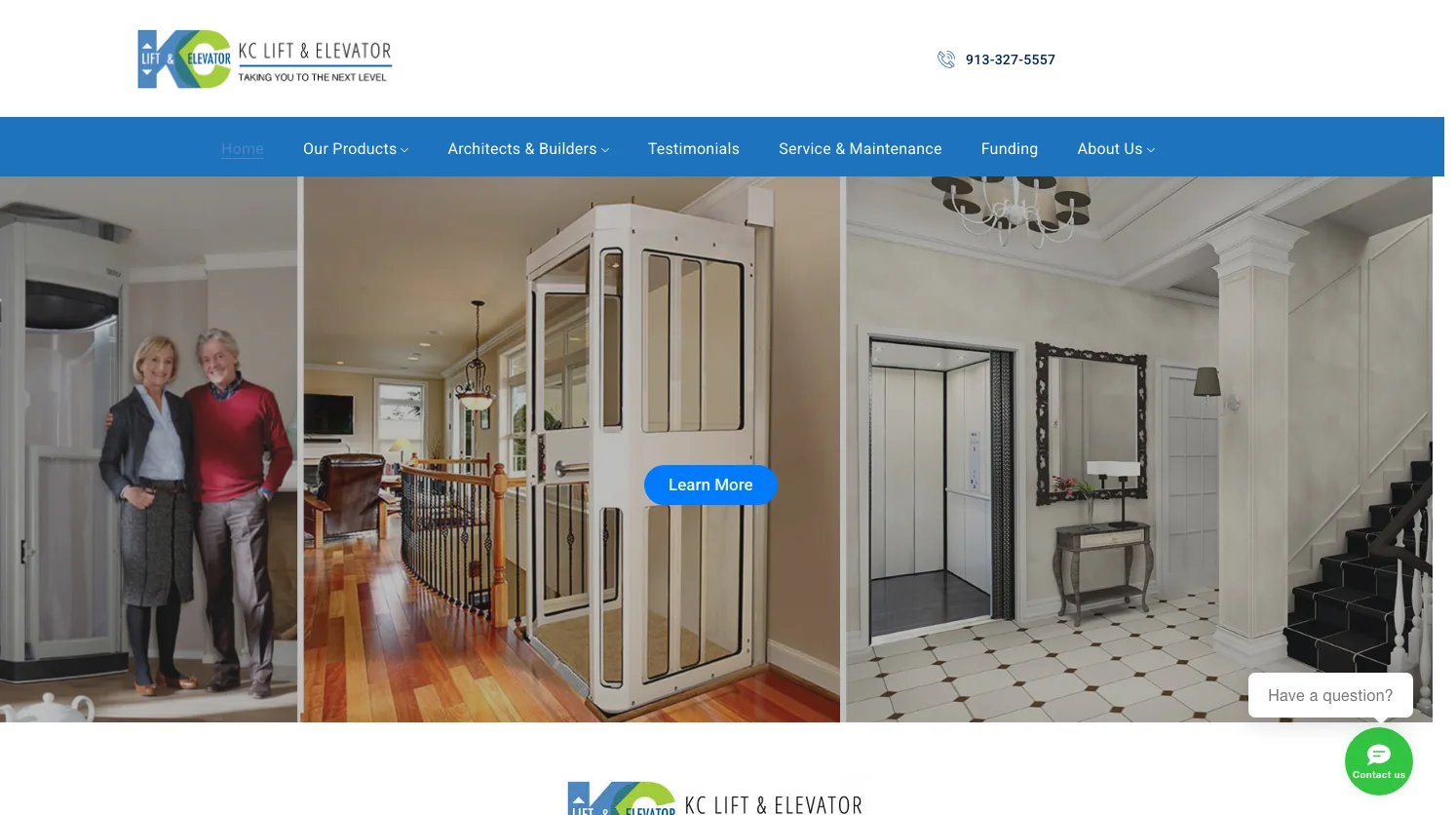 KC Lift & Elevator website screenshot