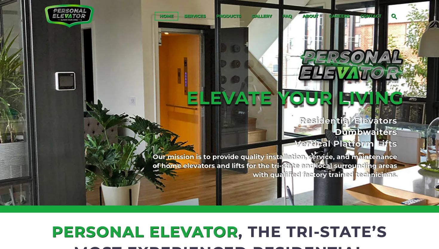 Personal Elevator website screenshot