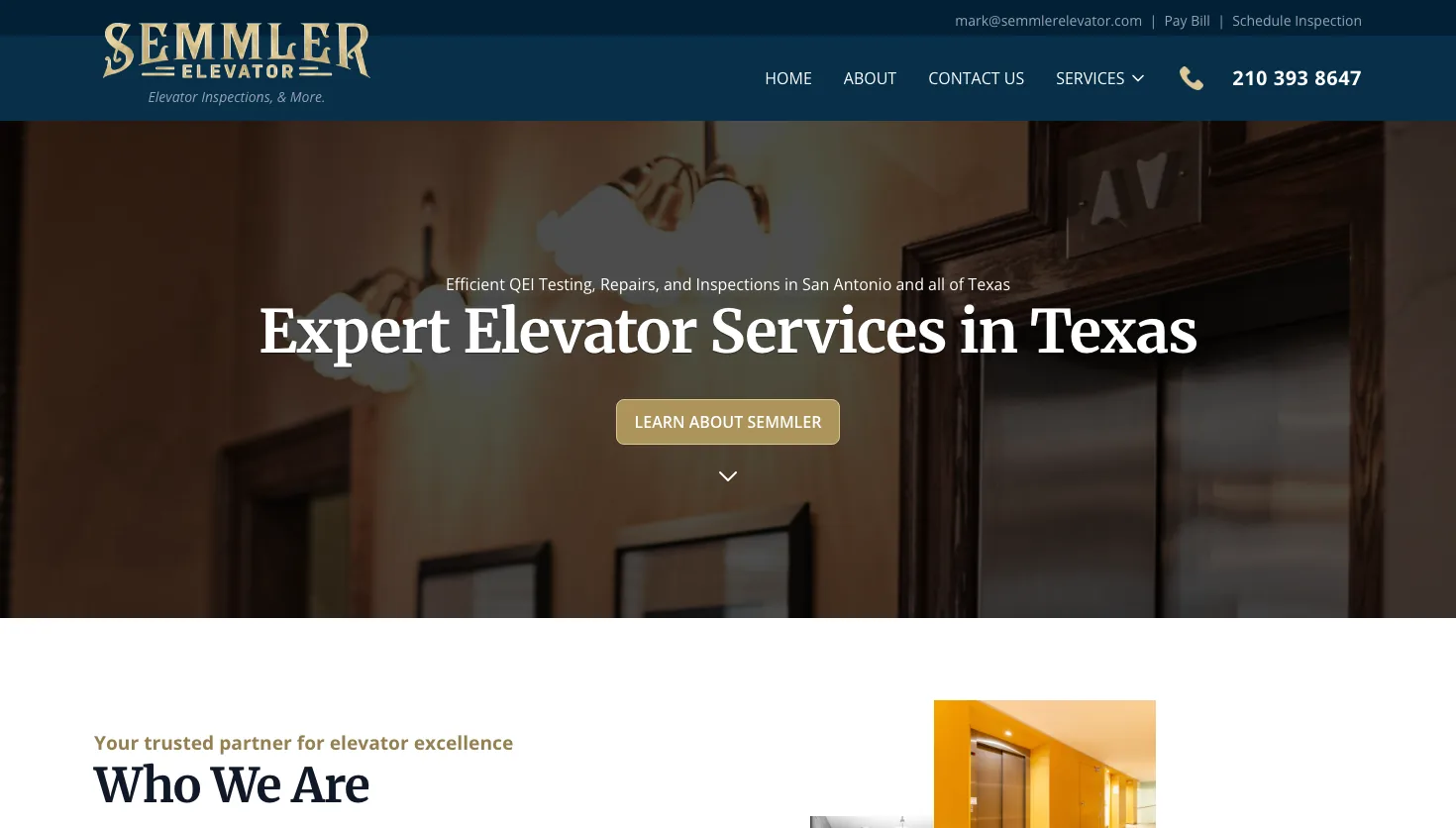 Semmler Elevator Services website screenshot