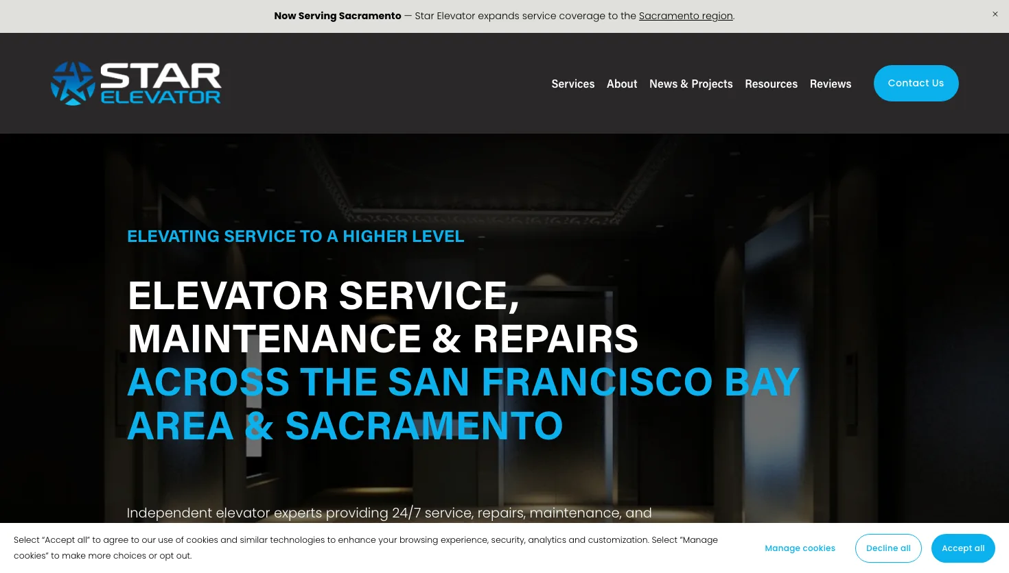 Star Elevator Inc website screenshot