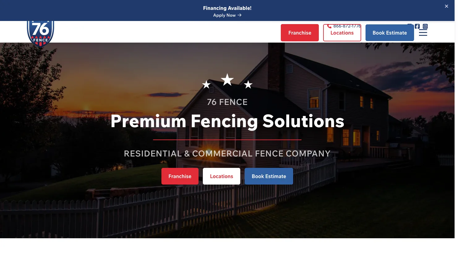 76 Fence Company Schaumburg website screenshot