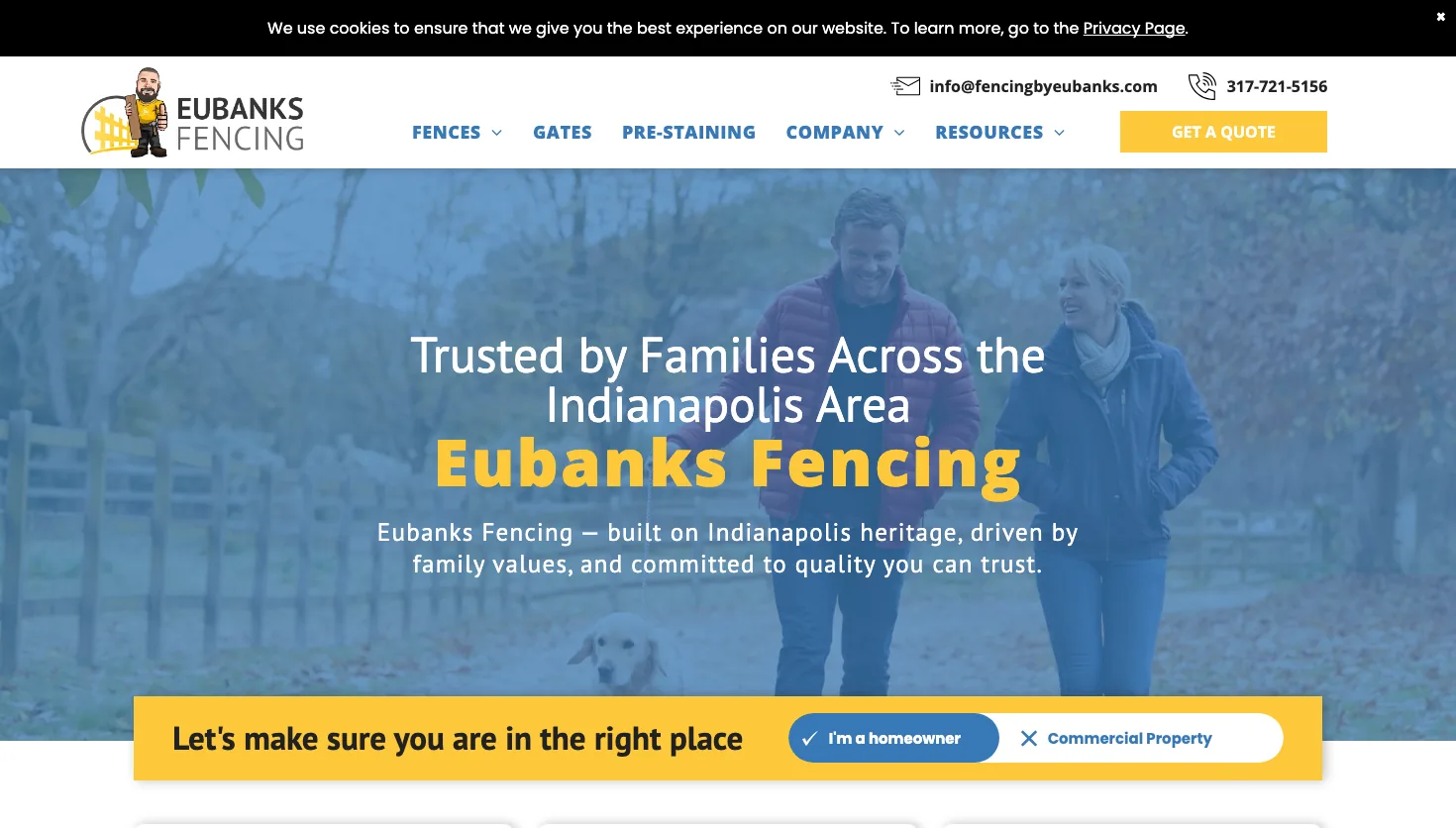 Eubanks Fencing website screenshot