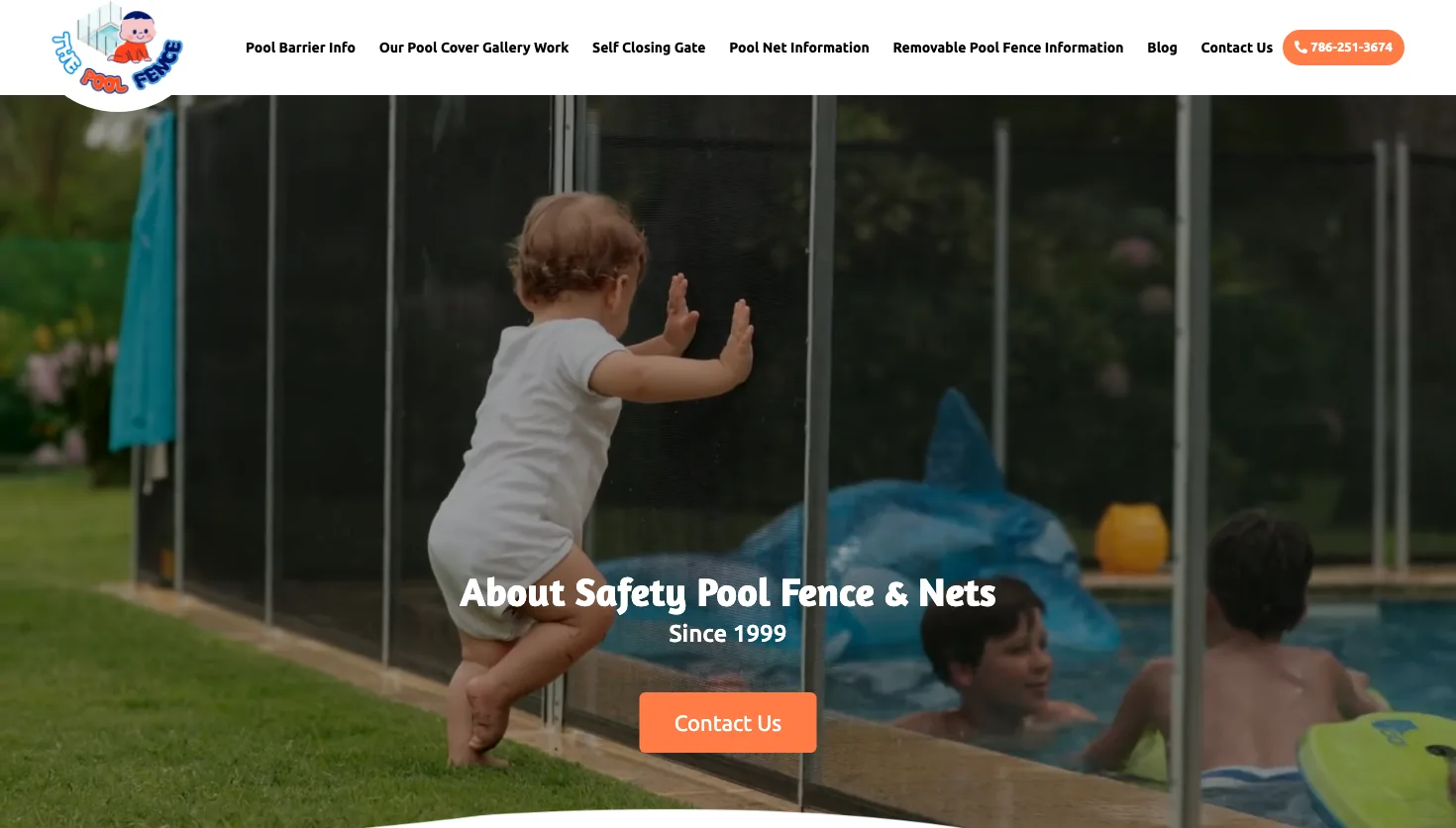 About pool fence website screenshot