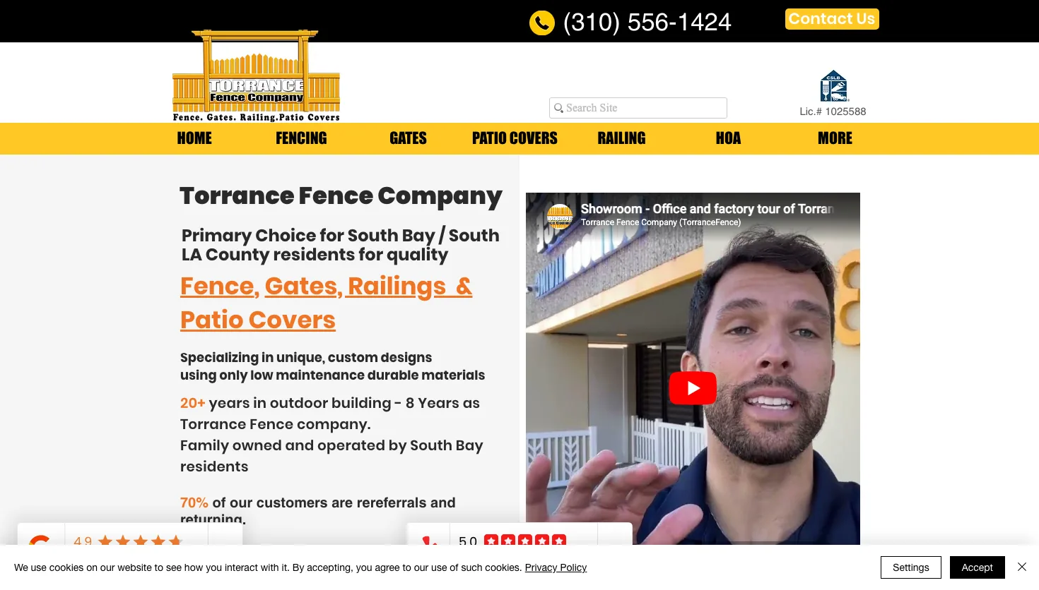 Torrance Fence Company website screenshot