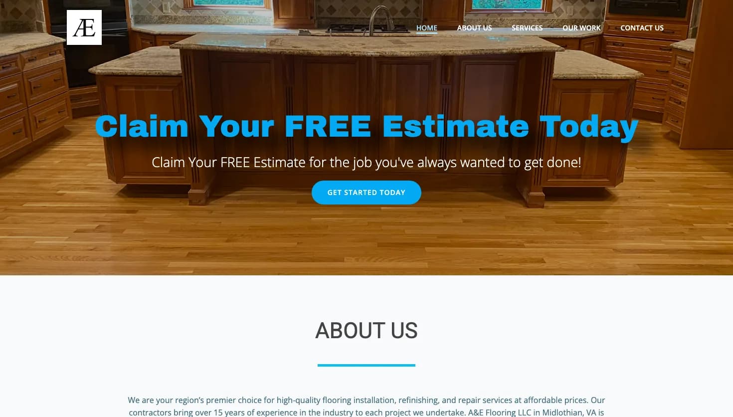 A & E Flooring LLC. website screenshot