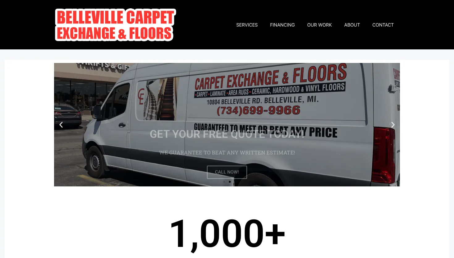 Belleville Carpet Exchange & Flooring website screenshot