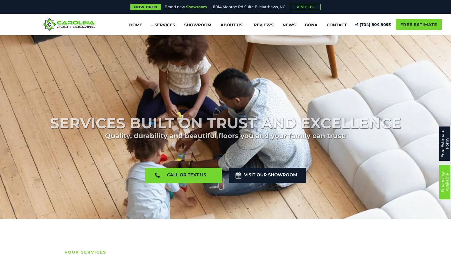 Carolina Pro Flooring website screenshot