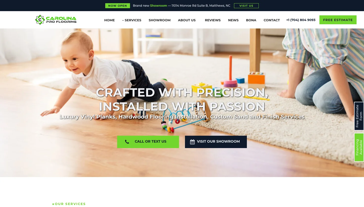 Carolina Pro Flooring, Inc. website screenshot