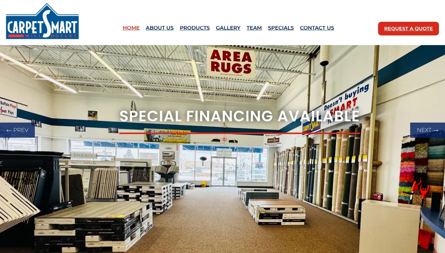 CarpetSmart Mill Outlet website screenshot