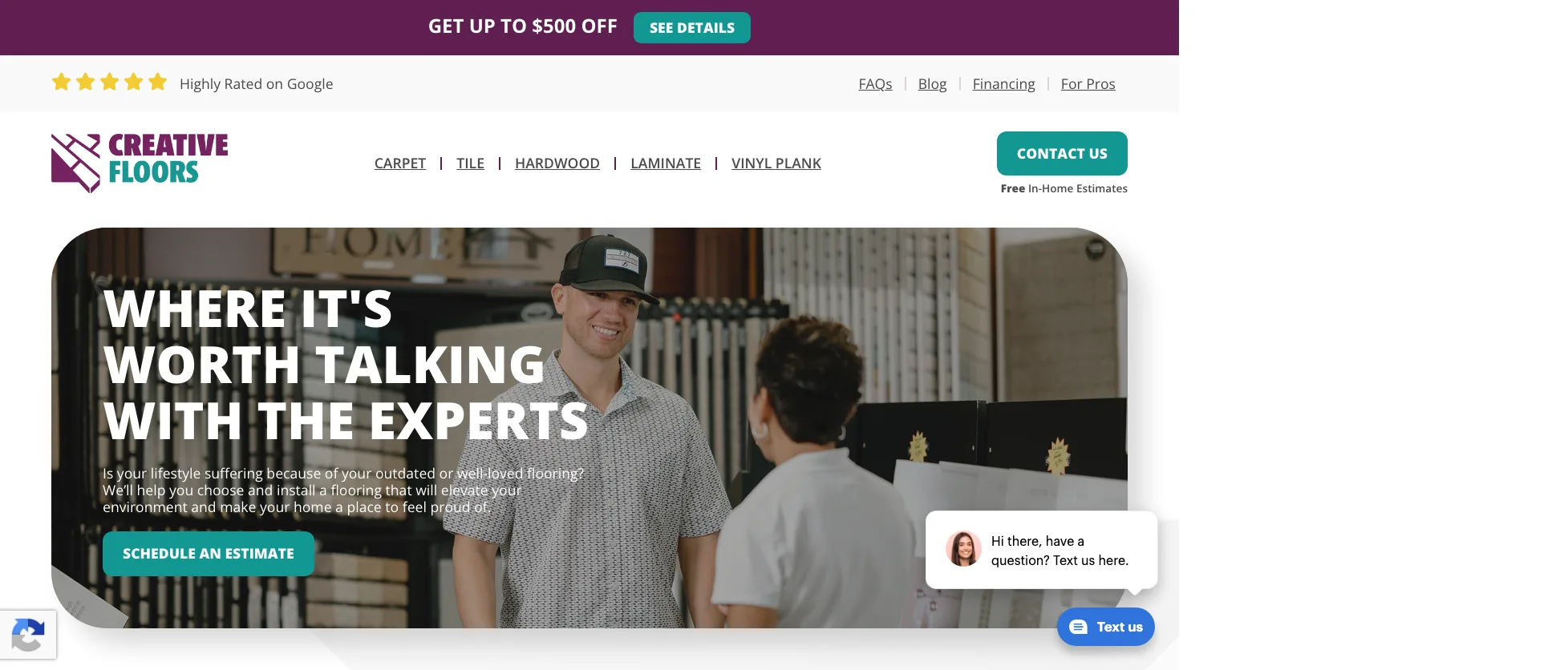 Creative Floors website screenshot