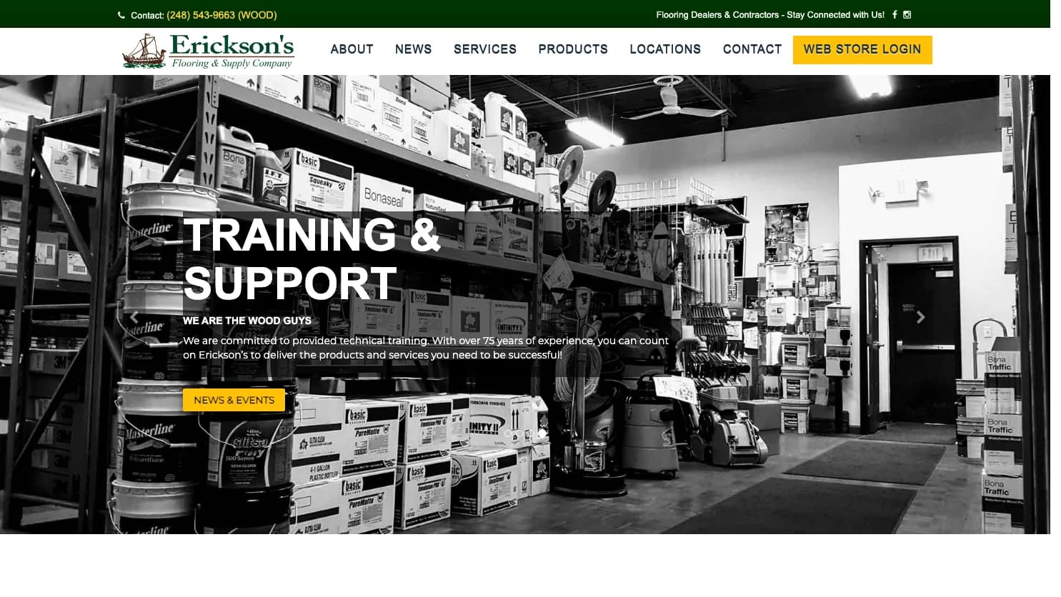Erickson's Flooring & Supply Company website screenshot