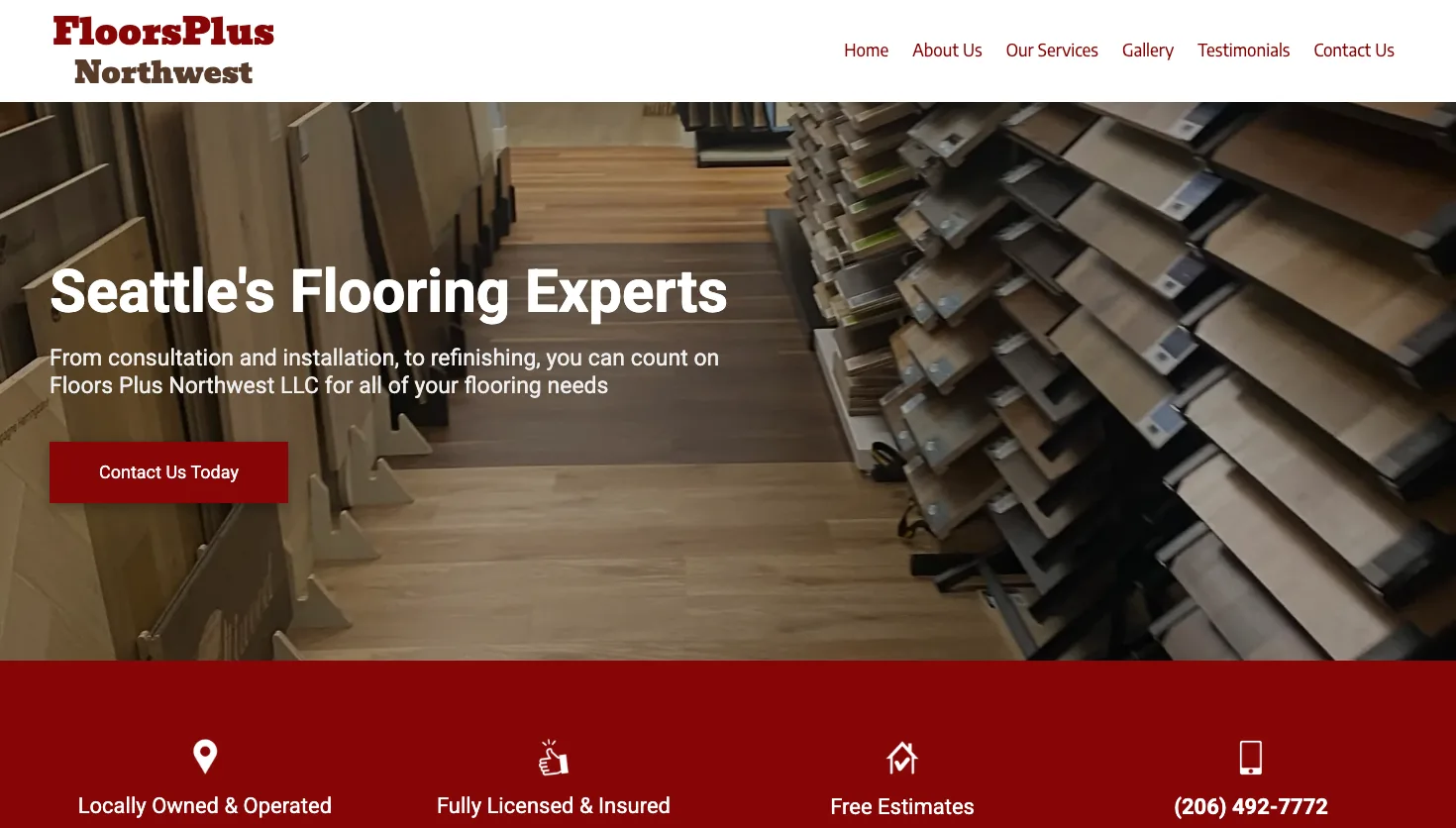 Floors Plus Northwest LLC website screenshot