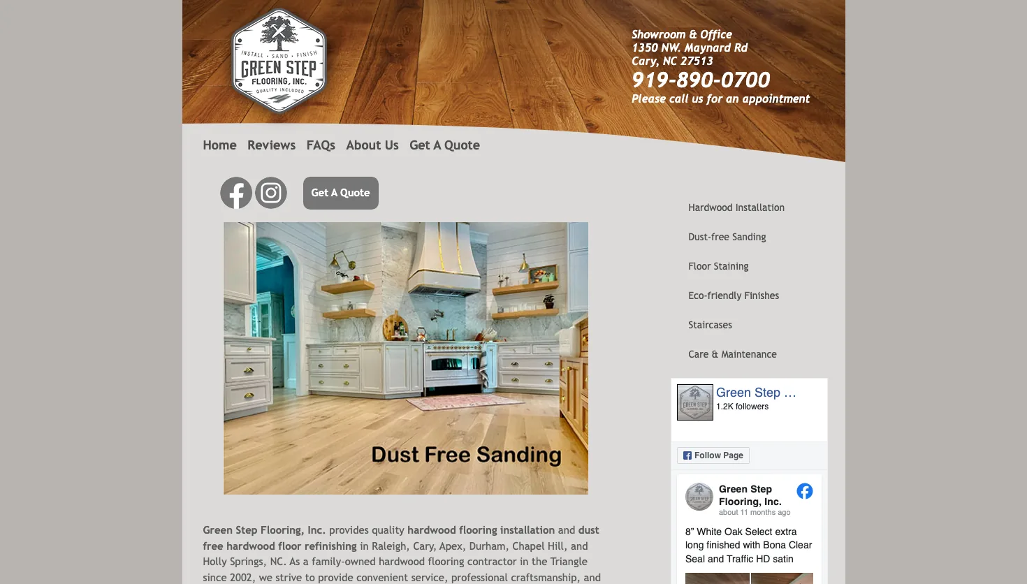 Green Step Flooring, Inc. website screenshot