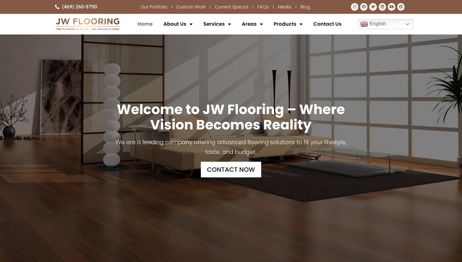 JW Flooring website screenshot