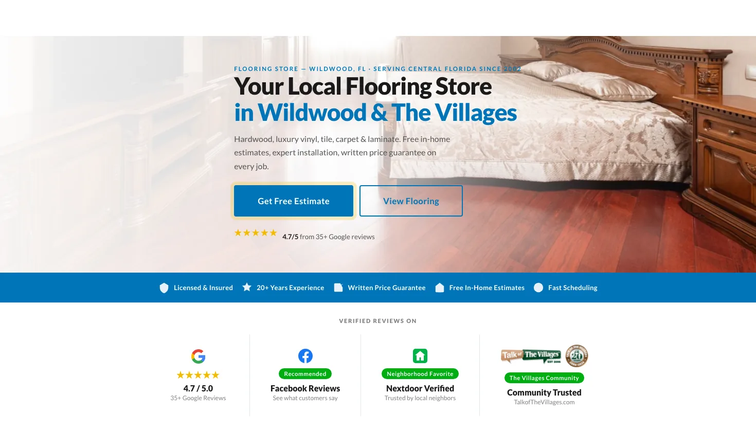 LA Flooring website screenshot