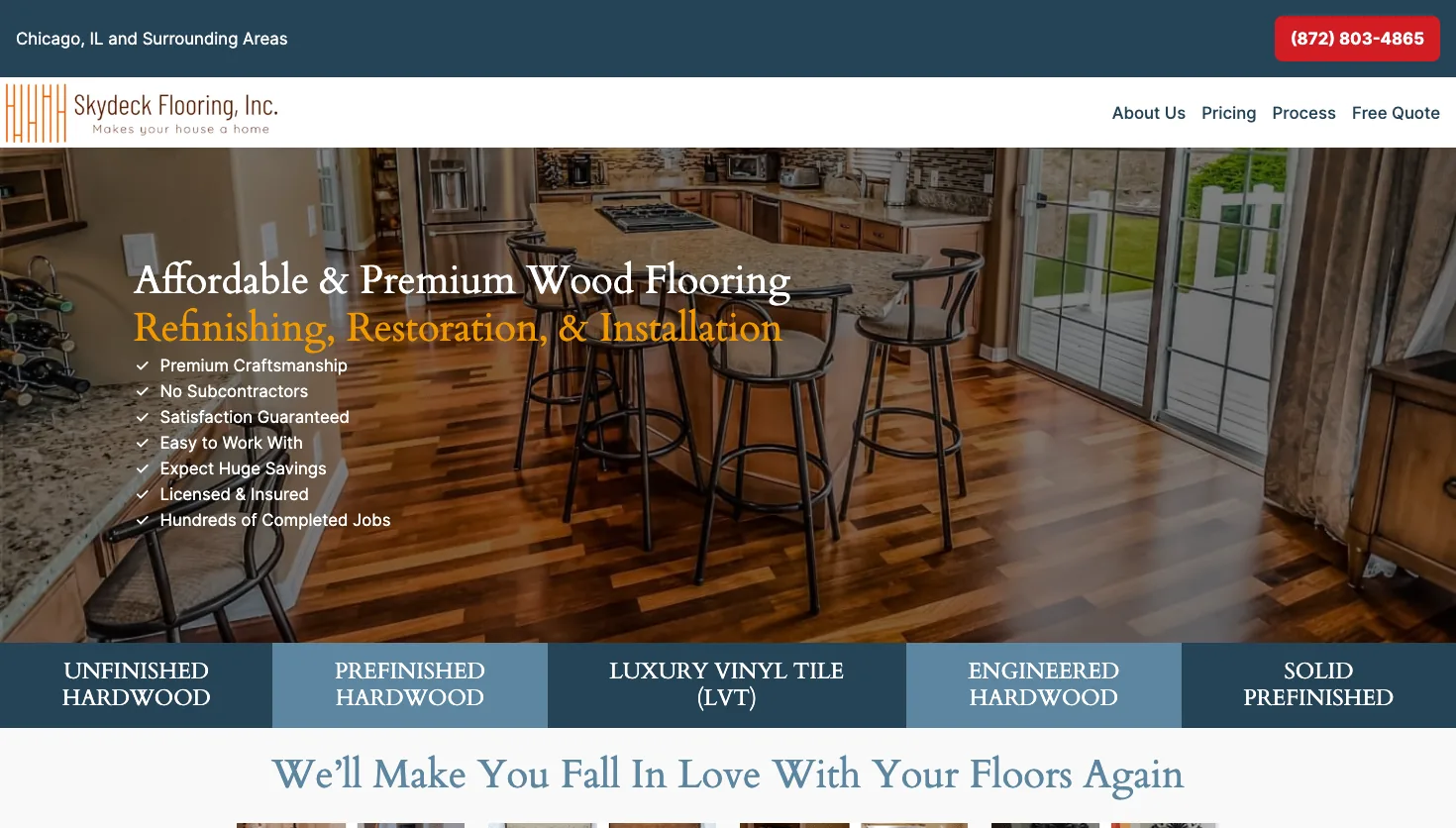 Skydeck Flooring website screenshot
