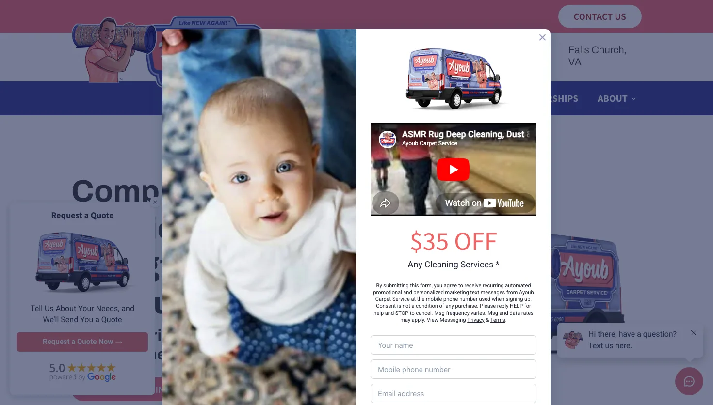 Ayoub Carpet Service® website screenshot