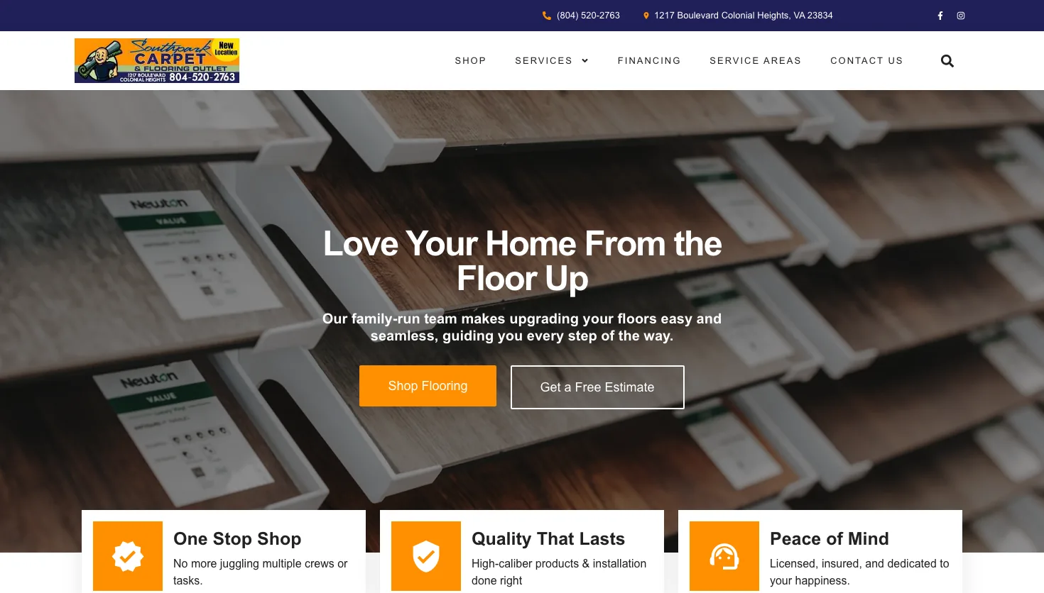 Southpark Carpet & Flooring Outlet website screenshot